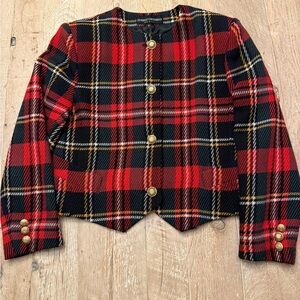 Vintage Herbert Grossman Clueless Plaid Gold Holiday Blazer 14
